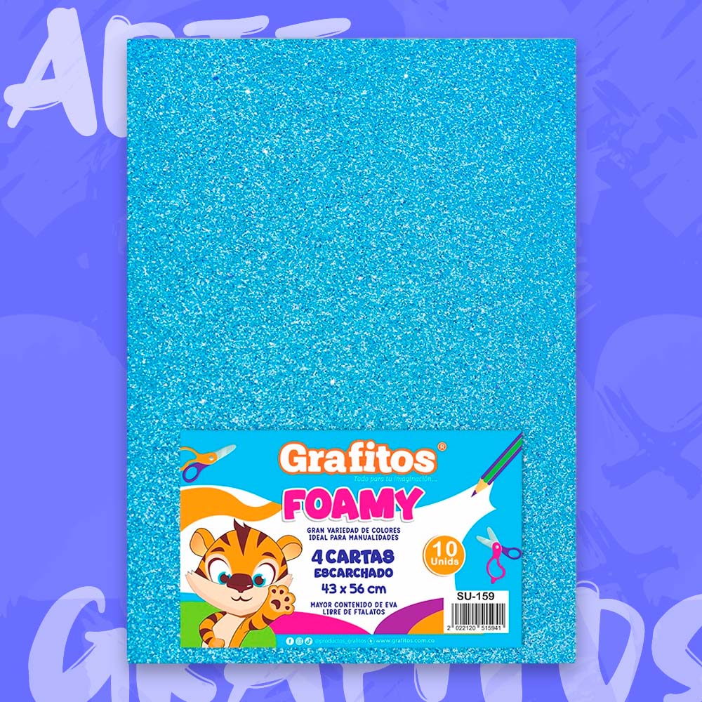 FOMI CUATRO CARTAS ESCARCHADO CELESTE