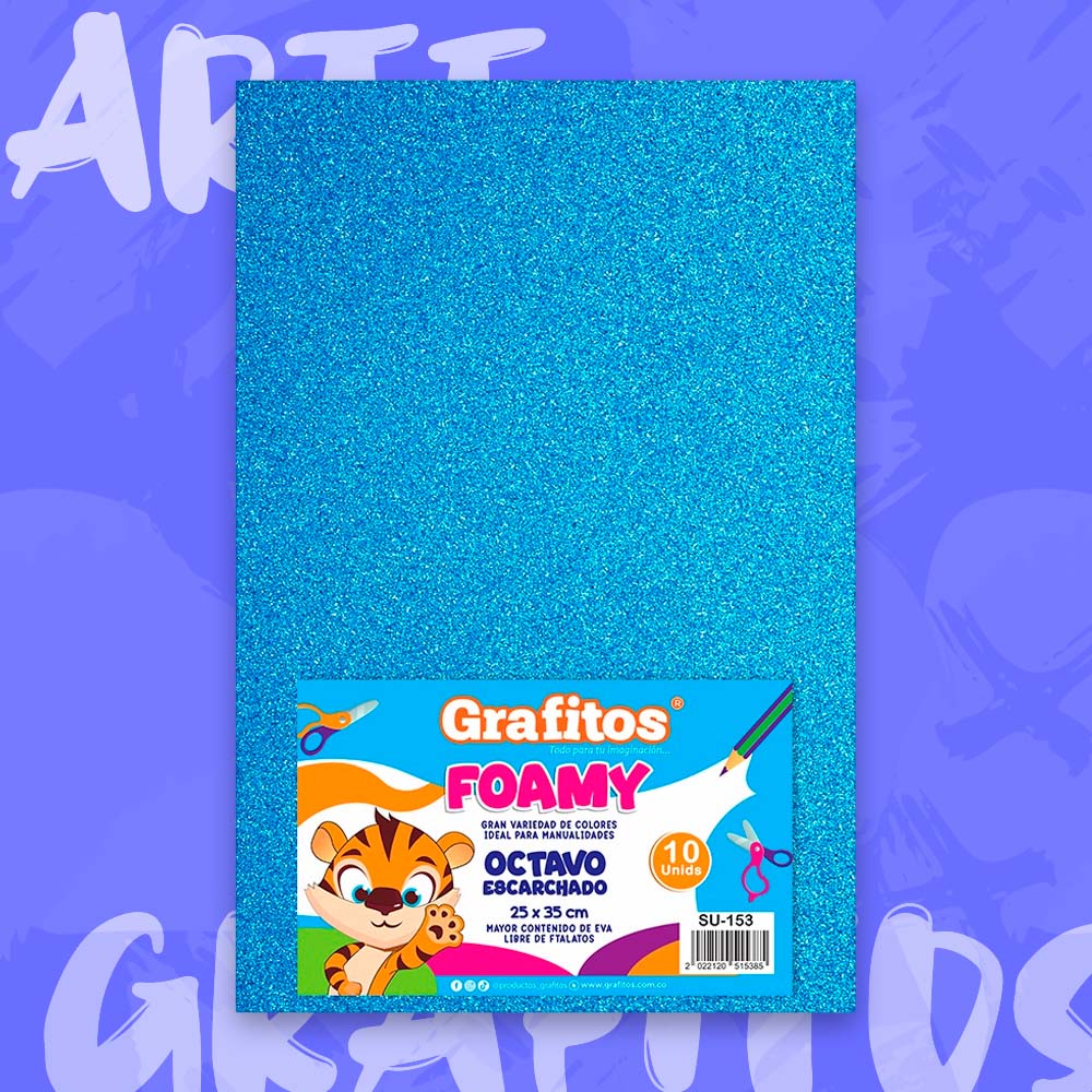 FOMI 1/8 ESCARCHADO CELESTE x10 UNIDADES