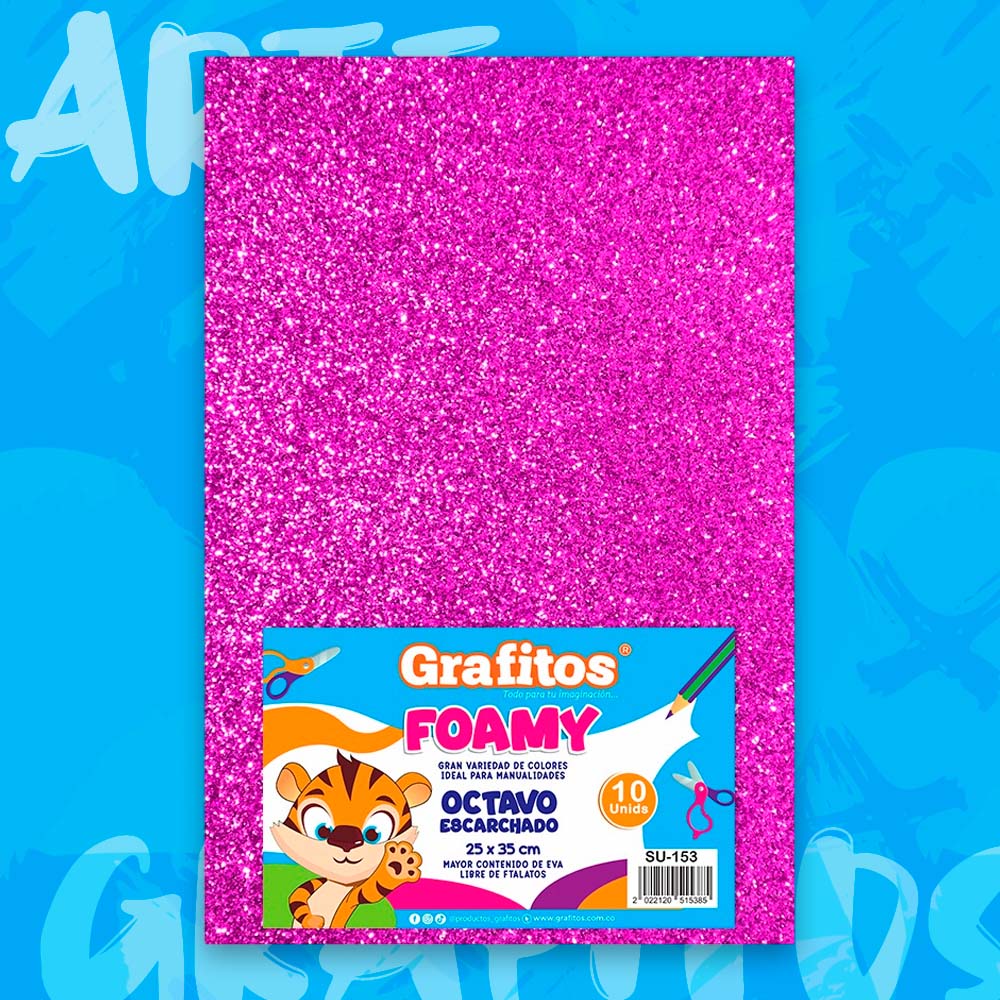 FOMI 1/8 ESCARCHADO FUCSIA x10