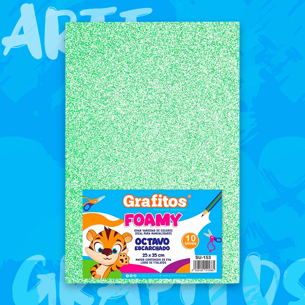 FOMI 1/8 ESCARCHADO VERDE MANZANA x10 UNIDADES