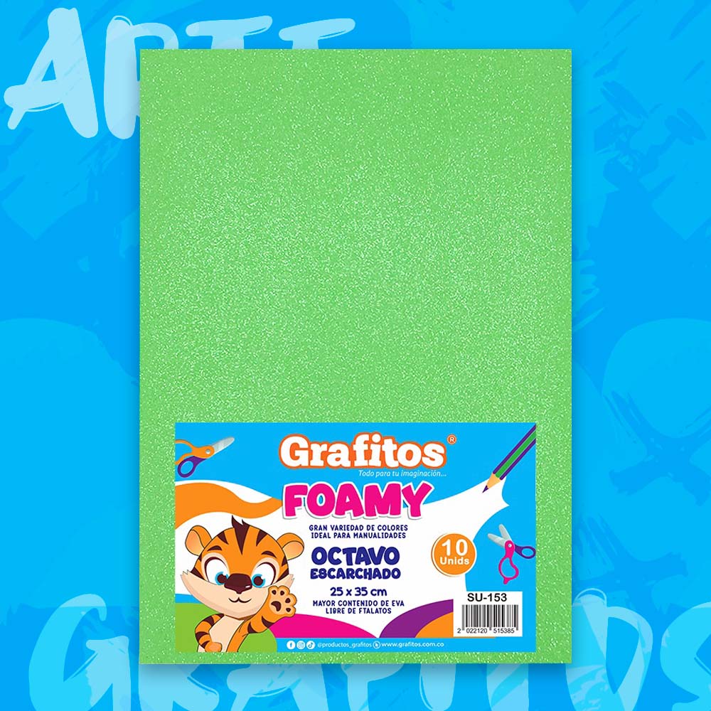 FOMI 1/8 ESCARCHADO VERDE NEON X10 UNIDADES