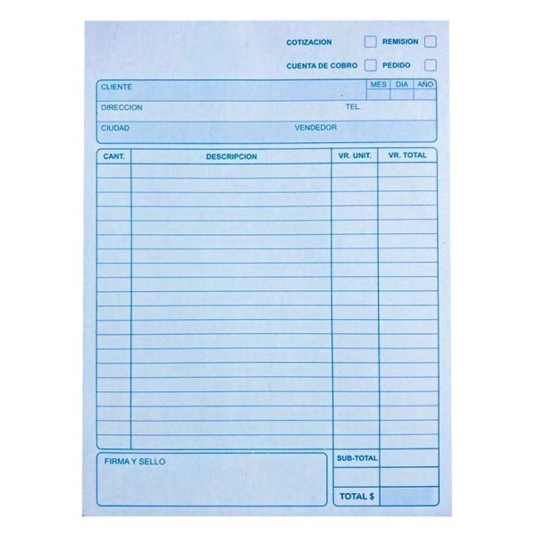 hoja facturero 32 quimico