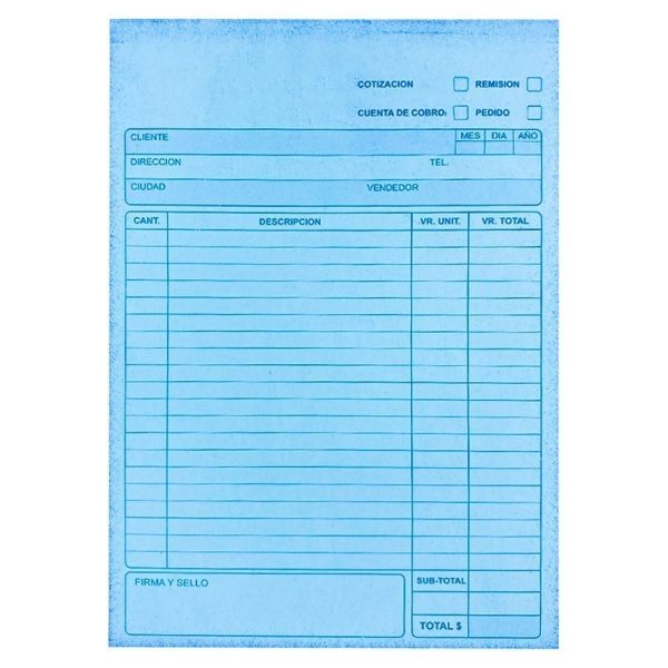 hojas facturero quimico