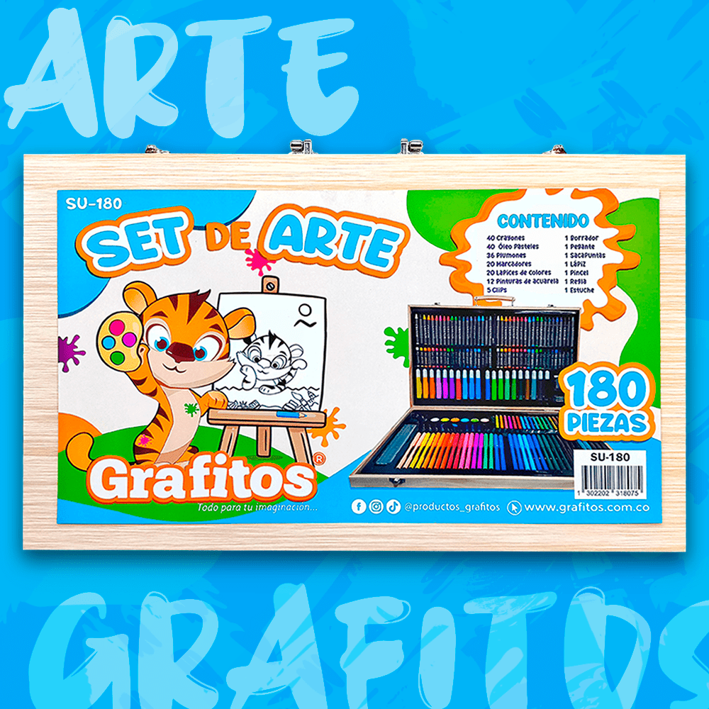 SET ARTE SE-180 PCS SUPER MEGA ART CAJA MADERA