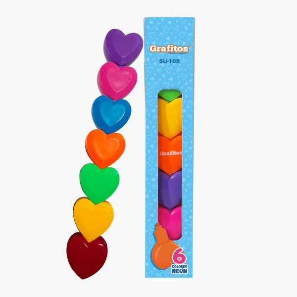 Resaltadores de Corazón x6 Kawaii Grafitos Su 109