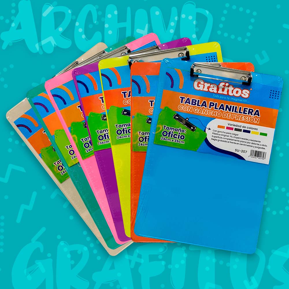 Tabla Planillera Grafitos Con Gancho Presión