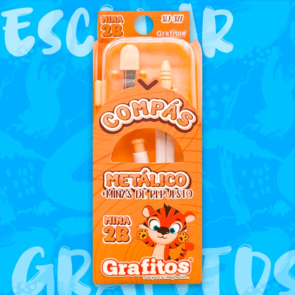 Compas Metálico Grafitos Con Minas De Repuesto