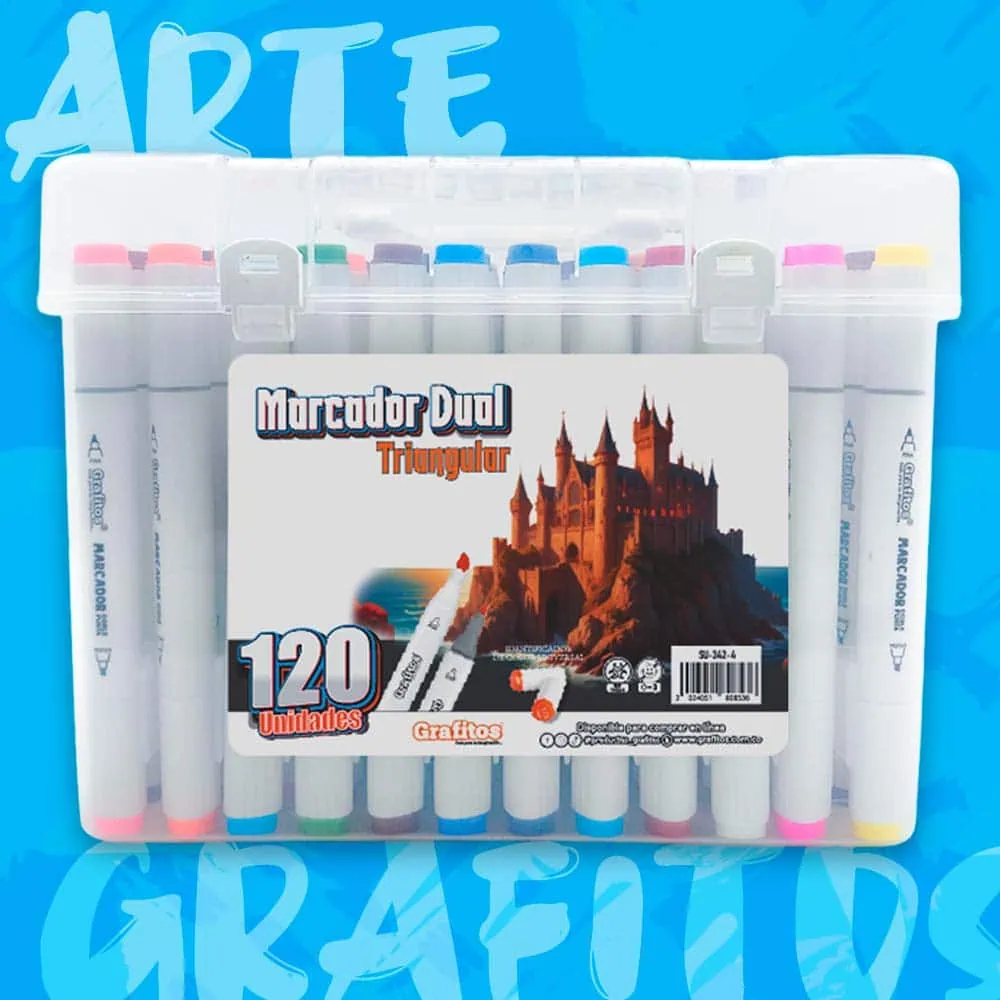 Marcadores Dual Triangular x120 Colores