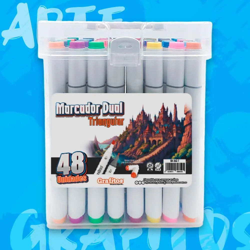 Marcadores Dual Triangular x48 Colores