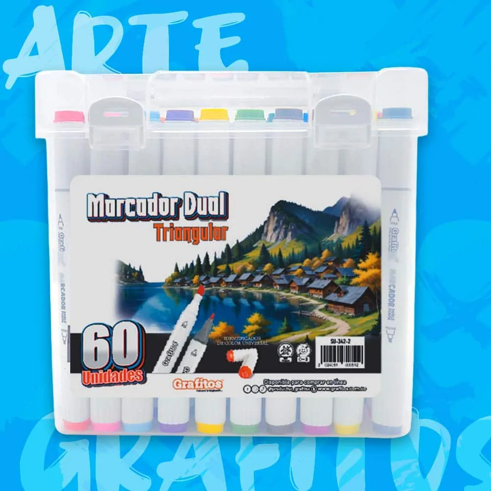 Marcadores Dual Triangular x60 Colores