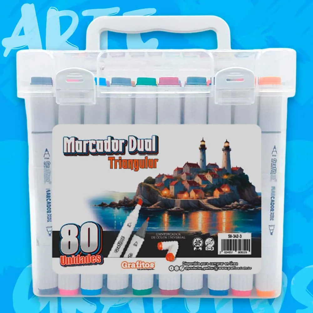 Marcadores Dual Triangular x80 Colores