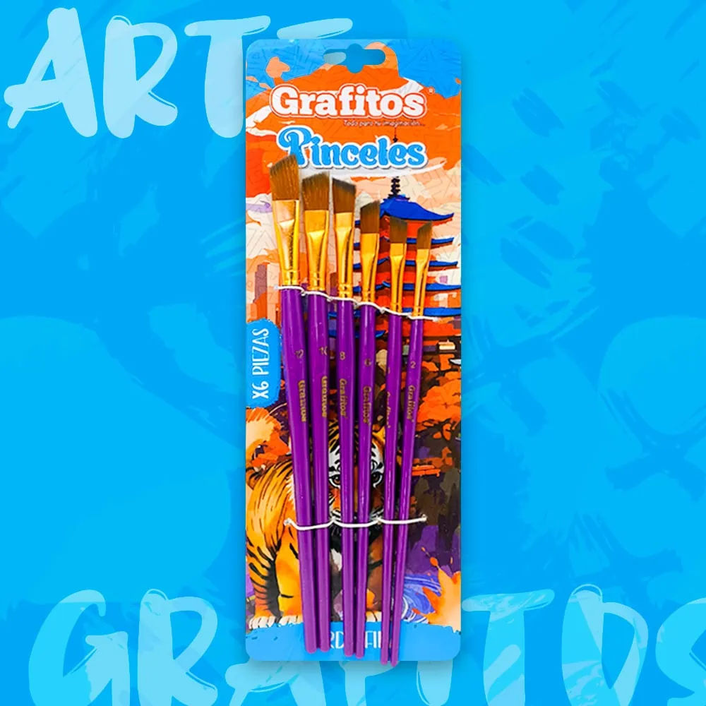 Pinceles Planos x6 Piezas