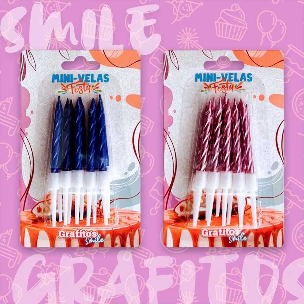 Set De Mini Velas Metalizadas Grafitos x10