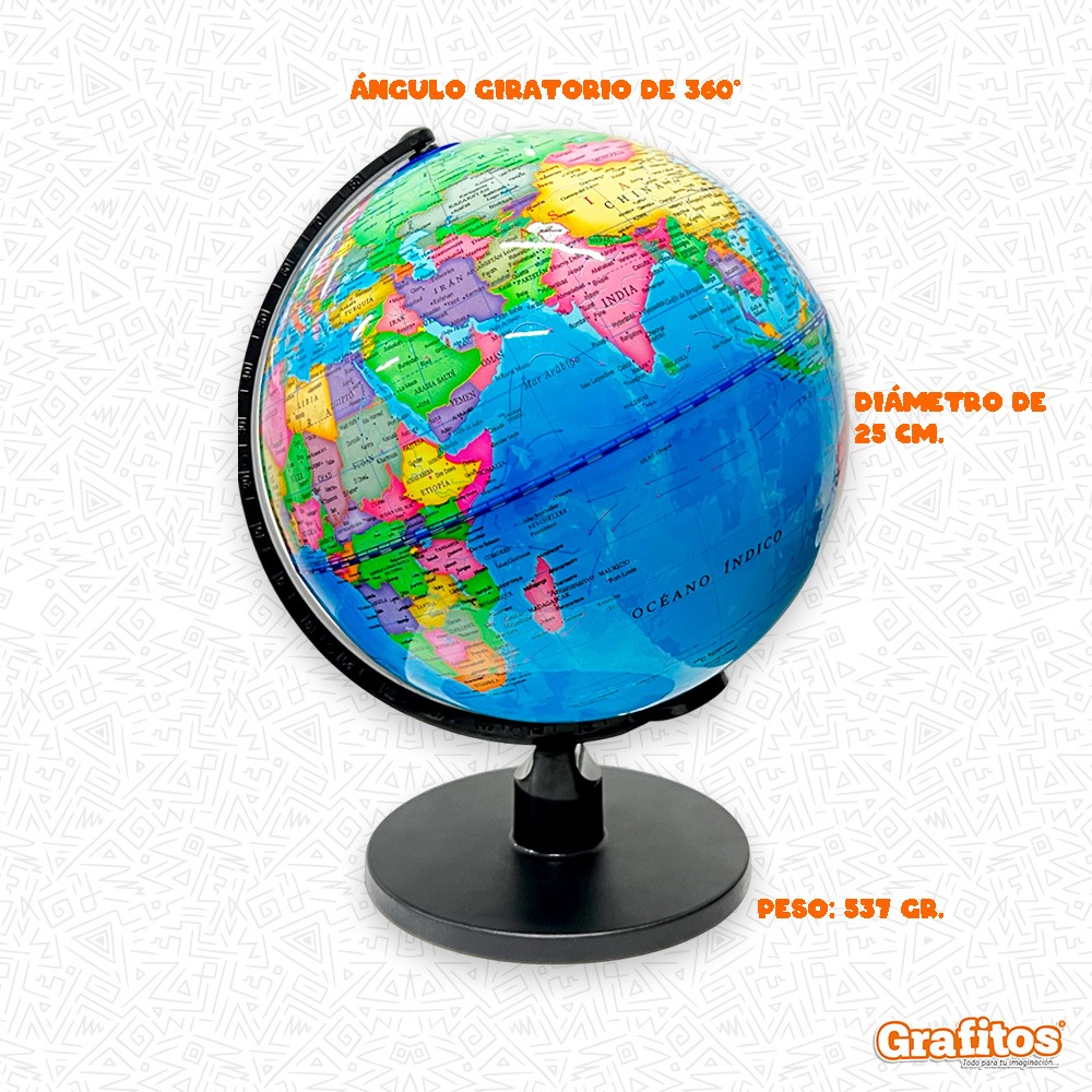 Globo Terráqueo Grande Escolar